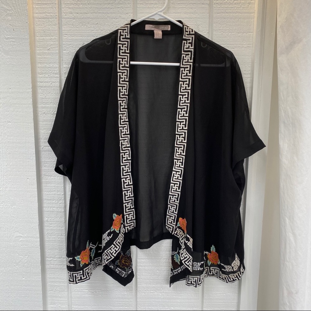 Embroidered shall/ “kimono”-inspired cardigan!
